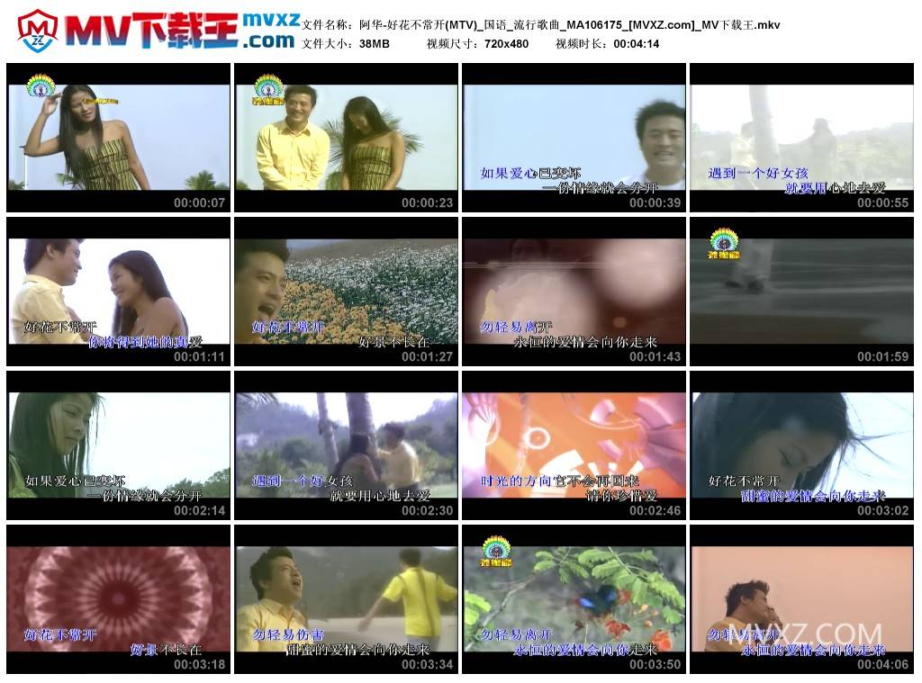 阿华-好花不常开(MTV)_国语_流行歌曲_MA106175